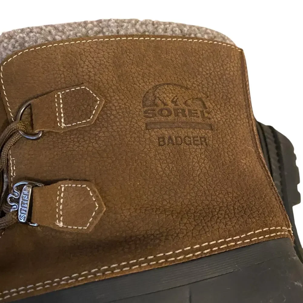 Sorel Badger 37 EU (5 Youth/ 6 Women) Winter Snow Boots Brown Leather and Rubber